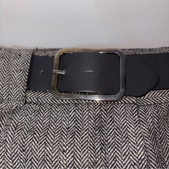 Carole Little Women’s Size 8 Wool Blend Black Grey A-Line Skirt Belt Chevron - Picture 4 of 8